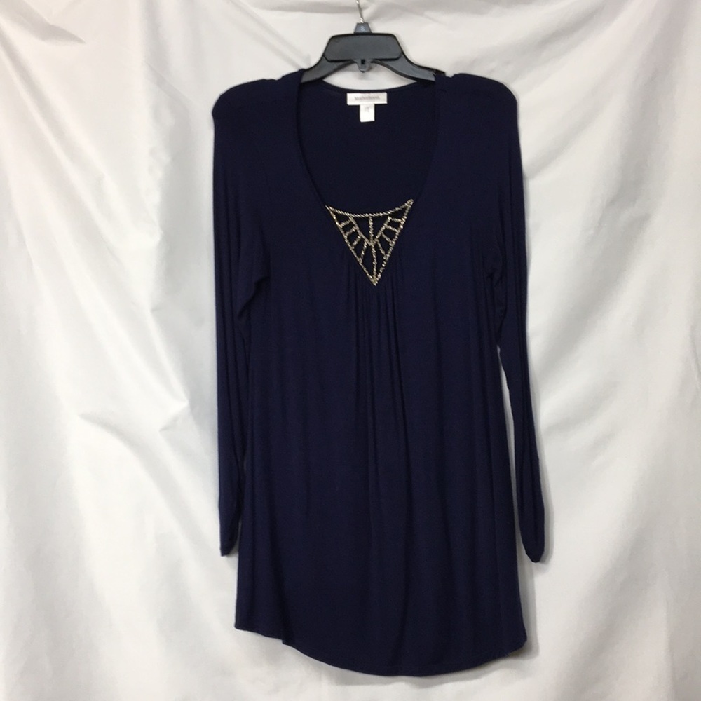 Motherhood Maternity Women’s Navy Long-Sleeve Blouse Size M Like-NEW